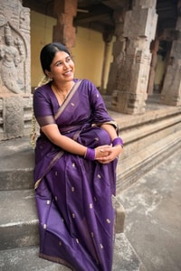 Deep Purple Saree with Scattered Gold Zari Buttis and Fine Zari Border  in Surat