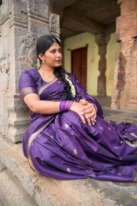 Deep Purple Saree with Scattered Gold Zari Buttis and Fine Zari Border  in Surat