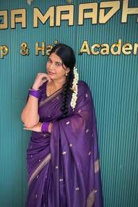 Deep Purple Saree with Scattered Gold Zari Buttis and Fine Zari Border  in Surat