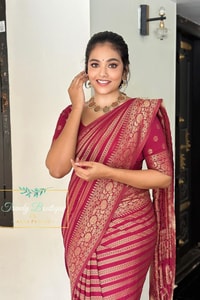 Deep Rani Maroon Banarasi Soft Silk Saree with Gold Zari Diagonal Floral Stripes  in Surat