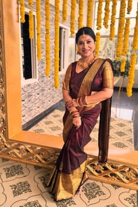 Deep Wine Banarasi Soft Silk Saree with Gold Zari Border, Small Buttis and Rich Pallu  in Surat