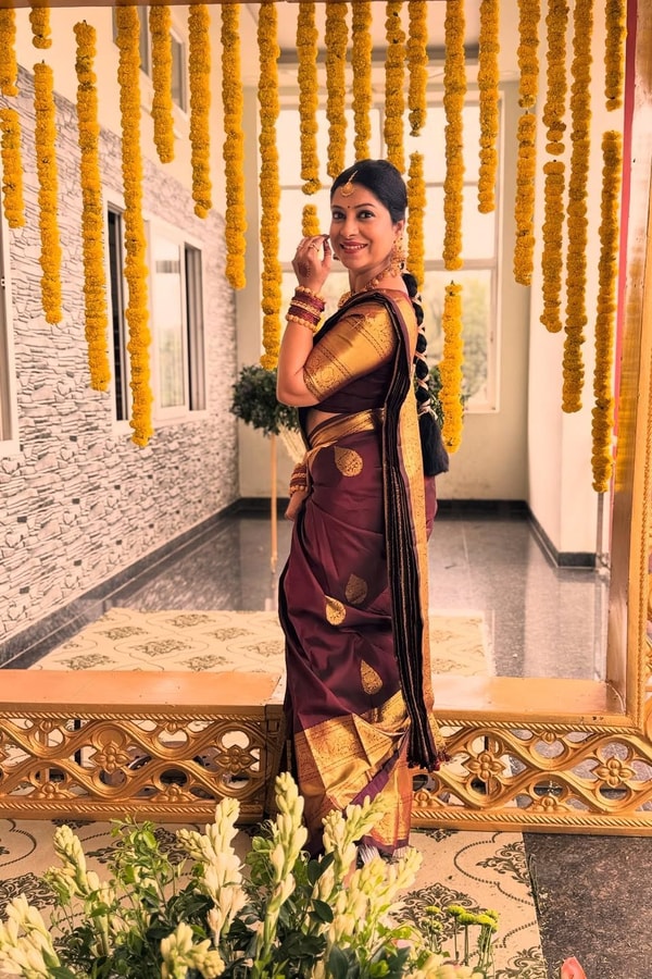 Deep Wine Banarasi Soft Silk Saree with Gold Zari Border, Small Buttis and Rich Pallu  in Surat