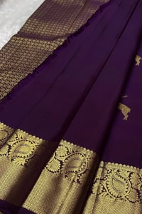 Deer Motif Banarasi Soft Silk Saree with Gold Zari Border in Black, Blue, Red and Wine  in Surat
