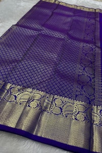 Deer Motif Banarasi Soft Silk Saree with Gold Zari Border in Black, Blue, Red and Wine  in Surat