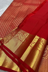 Deer Motif Banarasi Soft Silk Saree with Gold Zari Border in Black, Blue, Red and Wine  in Surat