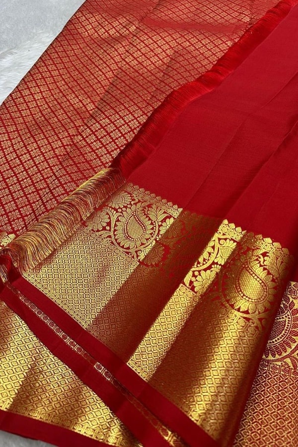 Deer Motif Banarasi Soft Silk Saree with Gold Zari Border in Black, Blue, Red and Wine  in Surat