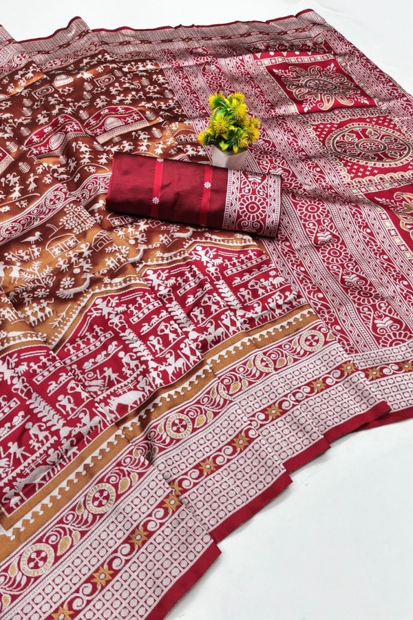 Dense Jaal Weave Banarasi Soft Silk Saree with Geometric Pallu in Four Rich Shades  in Surat