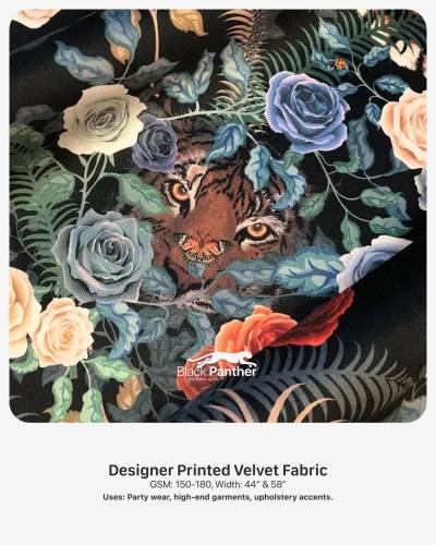Designer Printed Velvet Fabric GSM 150 to 180 Width 44 Inch and 58 Inch for Party Wear Garments Upholstery in Surat