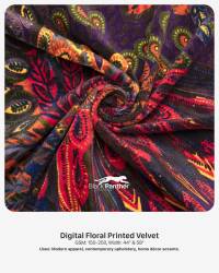 Digital Floral Printed Velvet GSM 150 to 250 Width 44 and 58 Inch for Apparel Upholstery Home Décor  in Surat