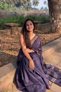 Dusty Lavender Banarasi Soft Silk Saree with Tonal Silver Zari Weave and Soft Sheen  in Surat