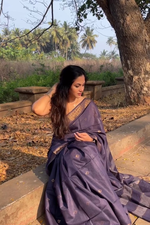 Dusty Lavender Banarasi Soft Silk Saree with Tonal Silver Zari Weave and Soft Sheen  in Surat