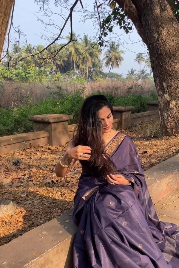Dusty Lavender Banarasi Soft Silk Saree with Tonal Silver Zari Weave and Soft Sheen  in Surat