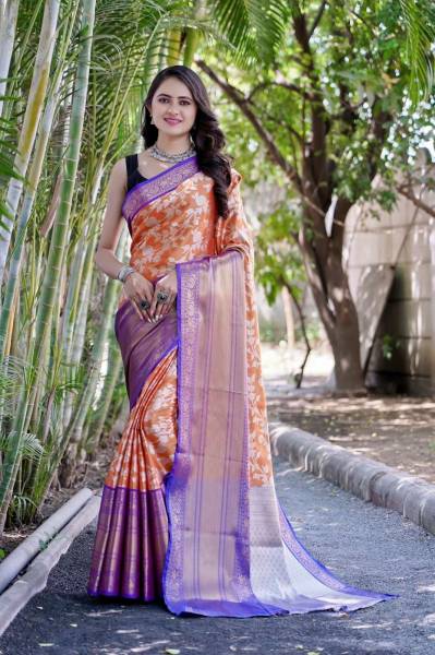 Elegant Allover Floral Jaal with Zari Border Weaving Kanjivaram Saree in Surat