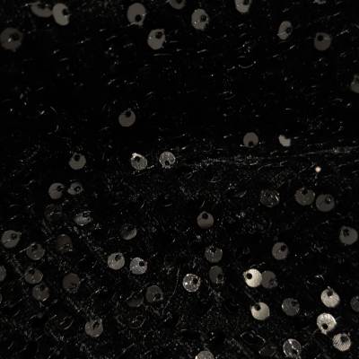 Elegant Noir Black Sequin Velvet Fabric 6.25 Meter Manufacturers in Ashok Nagar