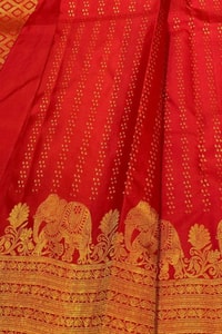 Elephant Border Banarasi Soft Silk Saree with Gold Zari Buttis in Red and Wine  in Surat