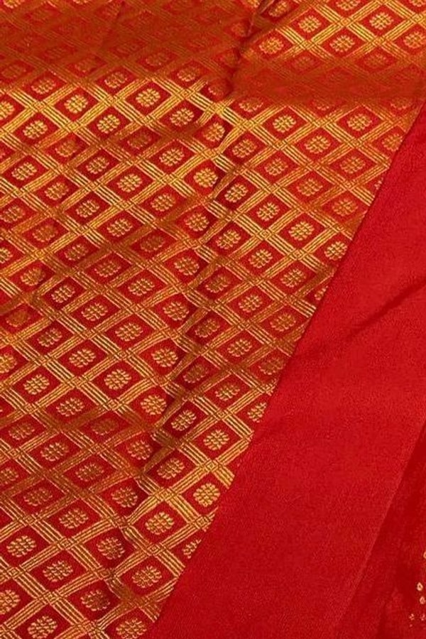 Elephant Border Banarasi Soft Silk Saree with Gold Zari Buttis in Red and Wine  in Surat