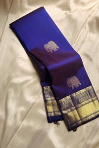 Elephant Motif Banarasi Soft Silk Saree with Gold Zari Border in Black, Pink, Red and Royal Blue  in Surat