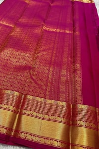Elephant Motif Banarasi Soft Silk Saree with Gold Zari Border in Black, Pink, Red and Royal Blue  in Surat