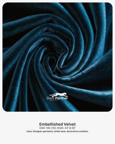 Embellished Velvet Fabric GSM 180 to 250 Width 44 Inch and 58 Inch for Designer Bridal Cushions in Surat