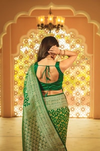 Emerald Green Banarasi Soft Silk Saree with Dense Gold Zari Brocade Weave  in Surat