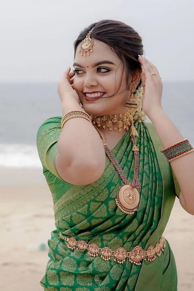 Emerald Green Banarasi Soft Silk Saree with Gold Zari Buttas and Rich Gold Zari Border in Surat