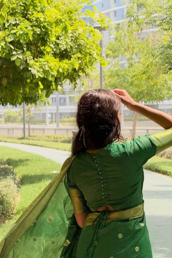 Emerald Green Banarasi Soft Silk Saree with Tiny Gold Zari Buttis and Shimmering Gold Pallu  in Surat