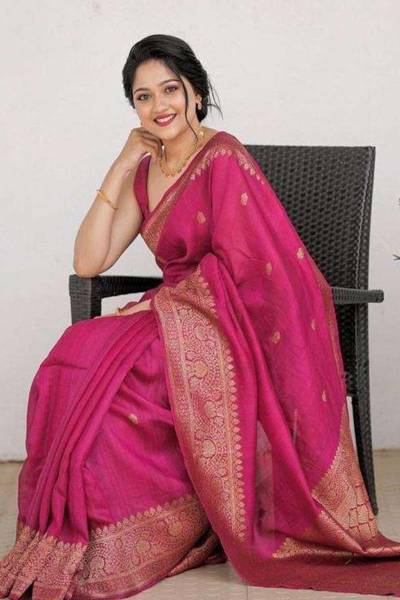 Enchanting Florals Banarasi Soft Silk Saree with Golden Butta Design in Surat