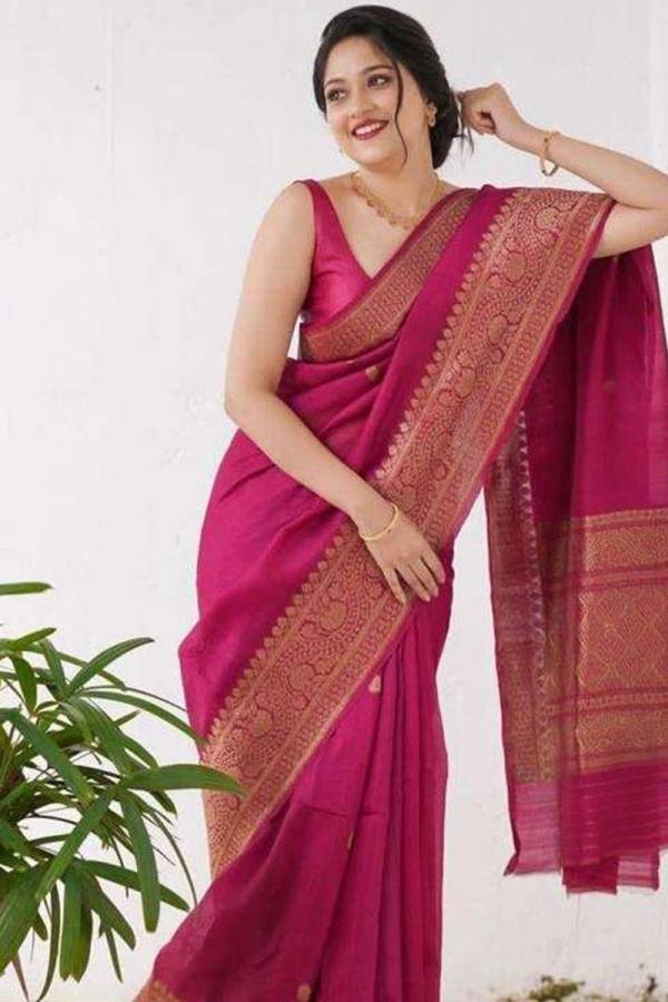Enchanting Florals Banarasi Soft Silk Saree with Golden Butta Design  in Surat