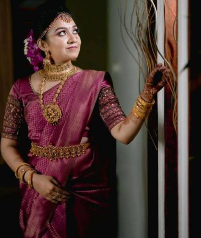 Exquisite Allover Golden Zari Weaving Design Saree in Surat
