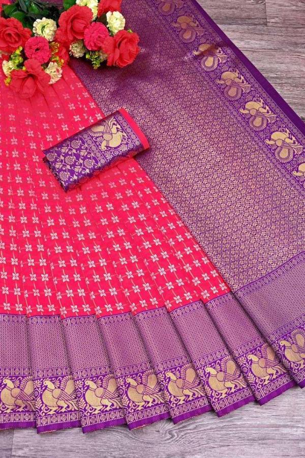 Exquisite Kanjivaram Silk Saree Rich Pallu with Allover Floral Box Design and Heavy Peacock Border  in Surat