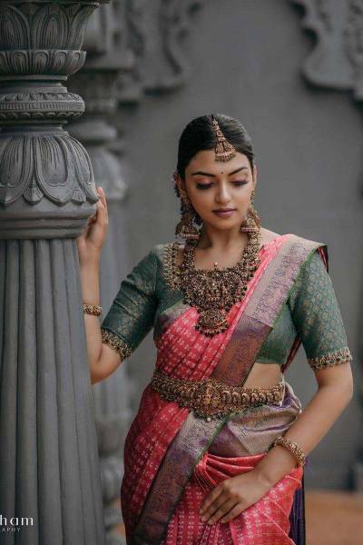 Exquisite Kanjivaram Silk Saree Rich Pallu with Allover Floral Box Design and Heavy Peacock Border in Surat
