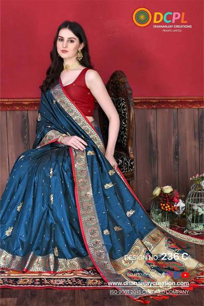 Exquisite Paithani Multi Color Saree with Mina Thread Pallu and Mina Zari Butti Body in Surat