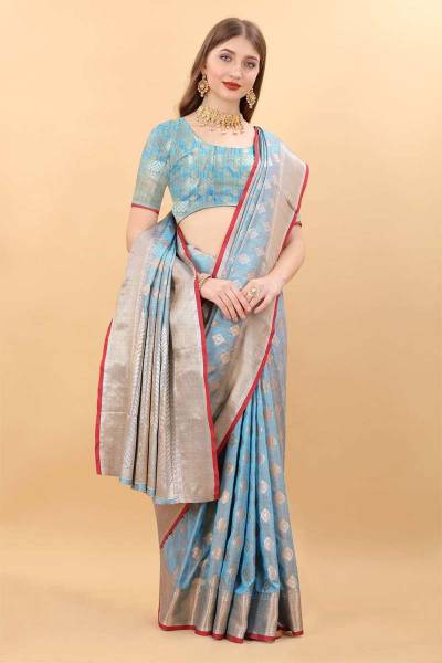 Exquisite Silk Saree with Zari Weaving and Beautiful Motifs in Surat
