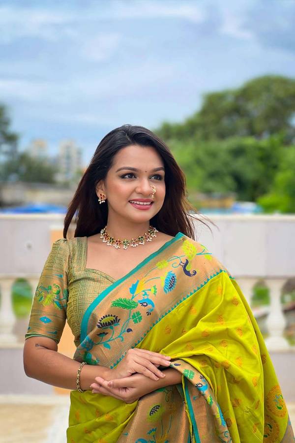Exquisite Soft Pethani Silk Saree with Copper Zari and Meenakari Weaving  in Surat