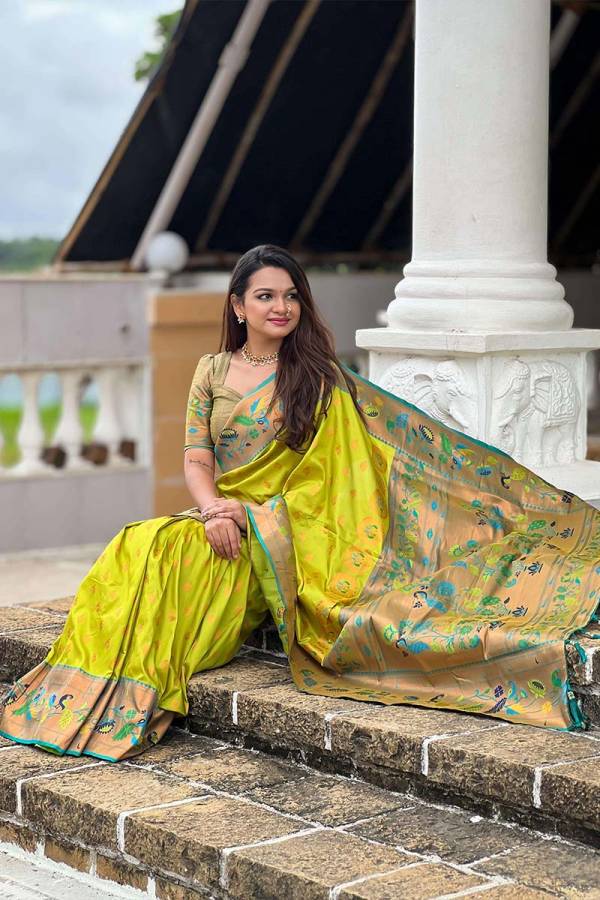 Exquisite Soft Pethani Silk Saree with Copper Zari and Meenakari Weaving  in Surat