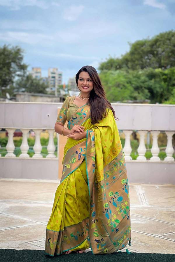 Exquisite Soft Pethani Silk Saree with Copper Zari and Meenakari Weaving  in Surat