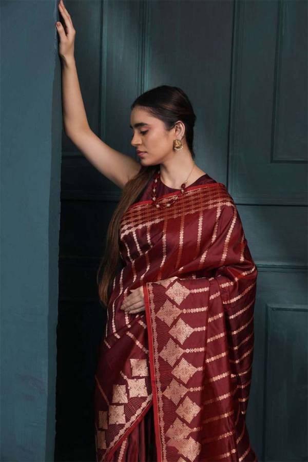 Festive Banarasi Silk Saree with Intricate Golden Zari Work  in Surat