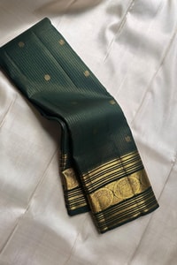 Five-Colour Banarasi Soft Silk Saree with Tiny Zari Buttis and Gold Striped Temple Border  in Surat