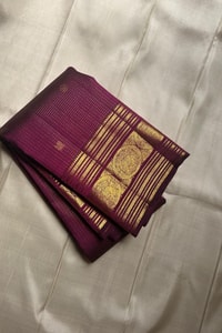 Five-Colour Banarasi Soft Silk Saree with Tiny Zari Buttis and Gold Striped Temple Border  in Surat