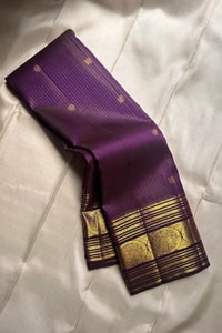 Five-Colour Banarasi Soft Silk Saree with Tiny Zari Buttis and Gold Striped Temple Border  in Surat