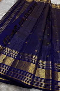 Five-Colour Banarasi Soft Silk Saree with Tiny Zari Buttis and Gold Striped Temple Border  in Surat