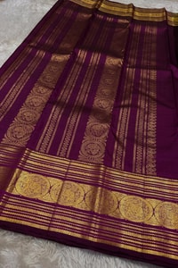 Five-Colour Banarasi Soft Silk Saree with Tiny Zari Buttis and Gold Striped Temple Border  in Surat
