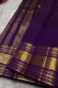 Five-Colour Banarasi Soft Silk Saree with Tiny Zari Buttis and Gold Striped Temple Border  in Surat