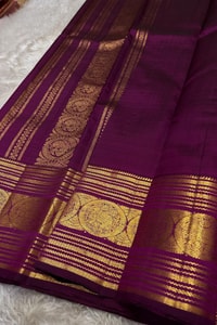 Five-Colour Banarasi Soft Silk Saree with Tiny Zari Buttis and Gold Striped Temple Border  in Surat