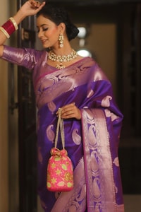 Five-Shade Banarasi Soft Silk Saree with Silver Zari Paisley Buttas and Woven Zari Pallu  in Surat