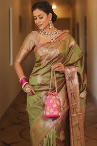 Five-Shade Banarasi Soft Silk Saree with Silver Zari Paisley Buttas and Woven Zari Pallu  in Surat