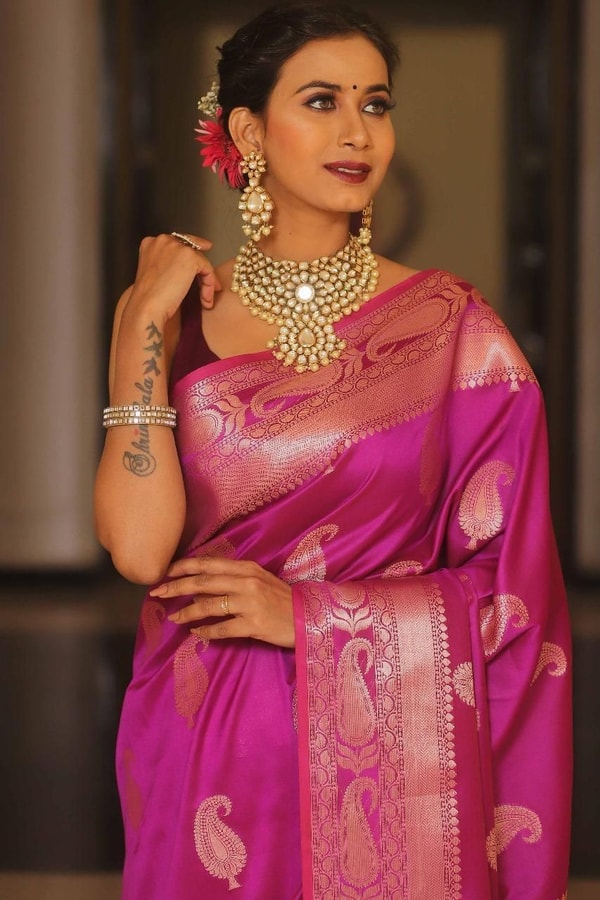 Five-Shade Banarasi Soft Silk Saree with Silver Zari Paisley Buttas and Woven Zari Pallu  in Surat
