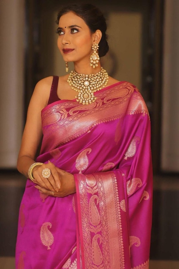 Five-Shade Banarasi Soft Silk Saree with Silver Zari Paisley Buttas and Woven Zari Pallu  in Surat