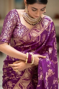 Floral Brocade Banarasi Soft Silk Saree with Gold Zari Weaving in Nine Colours  in Surat