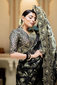 Floral Brocade Banarasi Soft Silk Saree with Gold Zari Weaving in Nine Colours  in Surat